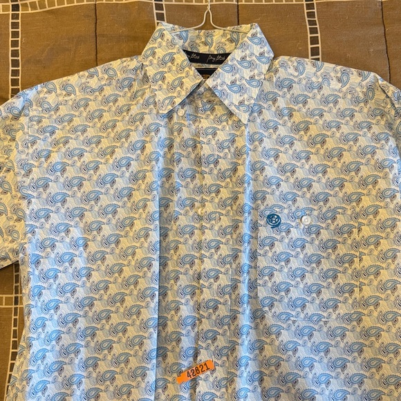 Wrangler George Strait Blue Paisley Casual Shirt - Picture 2 of 5